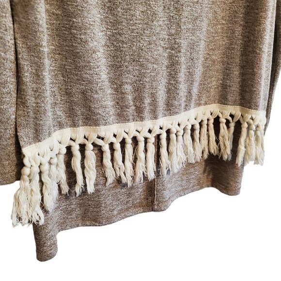 Entro Fringe High Low Hem Open Weave Pullover Long Sleeve Blouse Small - Picture 5 of 16